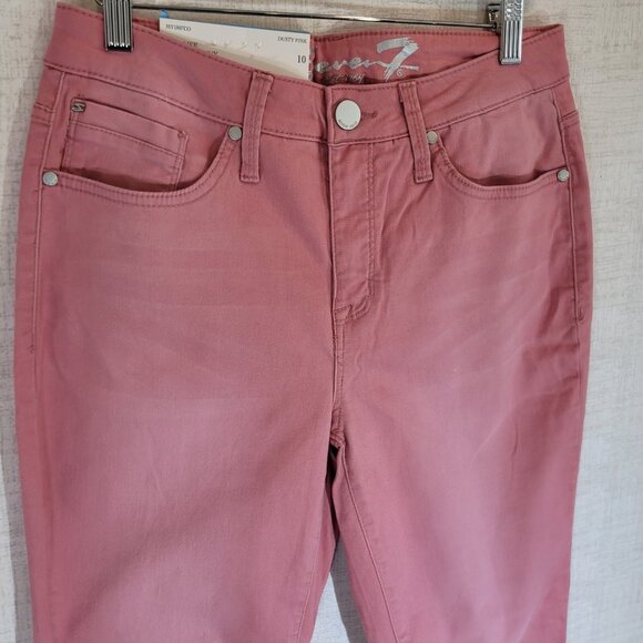 NWT Seven 7 Jeans Womens 10 30x29 Pink Mid Rise Ankle Skinny Stretch Denim Pants - Picture 3 of 8